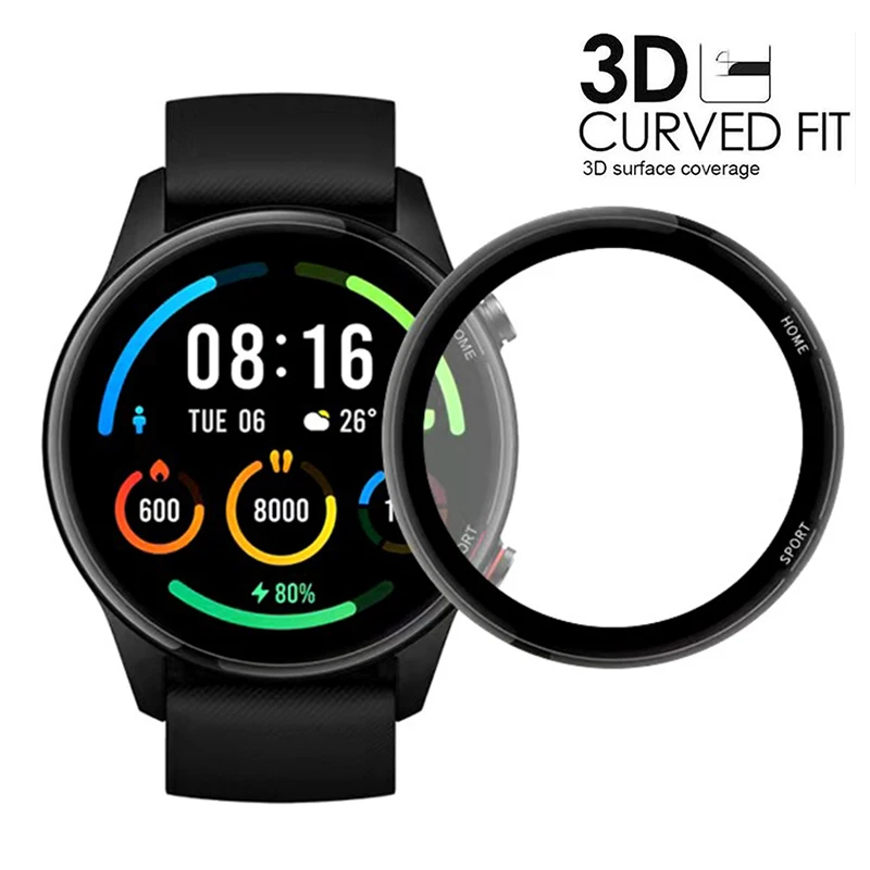 غشاء واقي ثلاثي الأبعاد بحافة منحنية ، واقي شاشة عالي الدقة ناعم ، تغطية كاملة ، لون ساعة شاومشاو ، رياضة