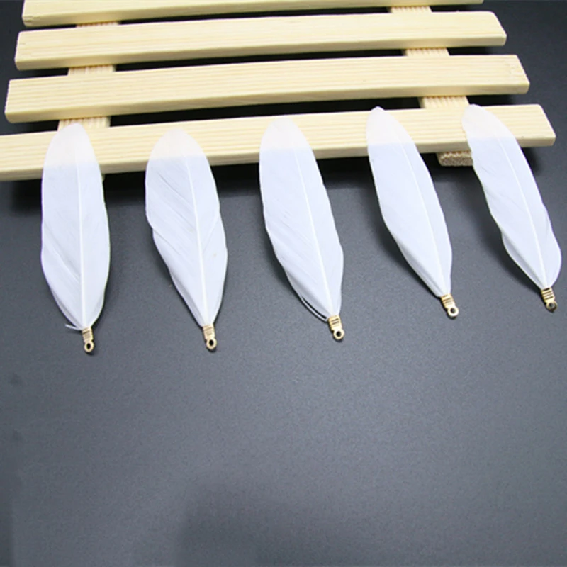 7-9cm Metal Clip Goose Feather Pocket Knife Plume Swan Hair Plumas Diy Jewelry Pendant Bag Clothing Accessories Decoration 50pcs