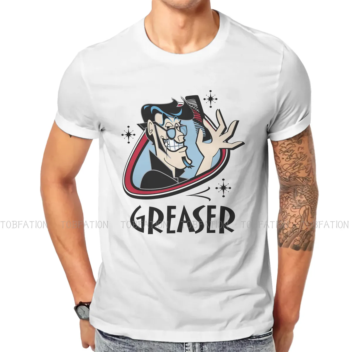 Music 1950s Sock Hop Rockers Greaser TShirt For Men Rockabilly Rock and Roll Clothing Novelty T Shirt Homme Printed Loose