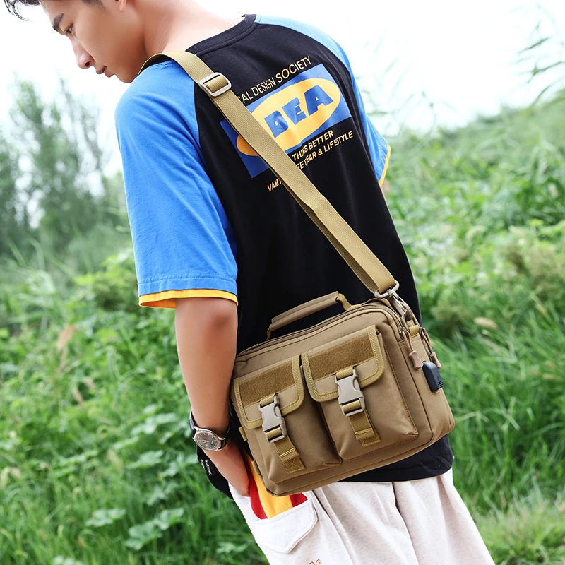 Nylon Chest Bag Camping Bags Outdoor Trekking Men Women Tactical Shoulder Camouflage Traveling  Handbag USB Hiking Bag XA888WD