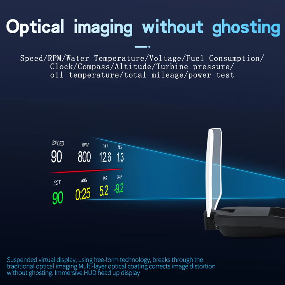 Doppio sistema Head Up Display OBD2 HUD GPS tachimetro digitale C2 OBD2 misuratore di temperatura olio/liquido di raffreddamento. Turbo Boost