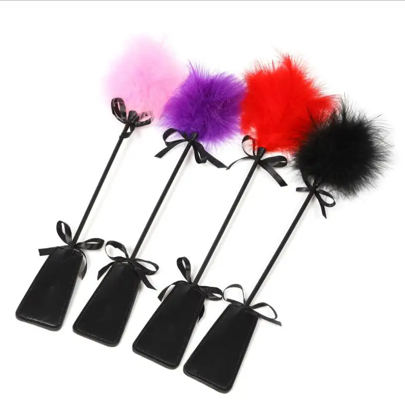 

Bdsm Feather Tickled Whip bondage erotic punish Fetish riding crop pony Leather Spanking Paddle play Flogger sex toys S0216