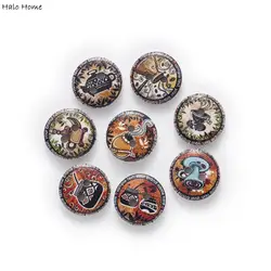 50pcs Indian color Retro Printing Round Wood buttons Sewing Scrapbook Clothing Gifts Crafts Handwork Accessories 15mm