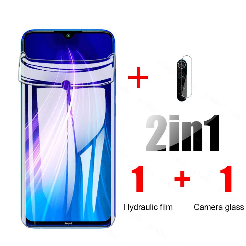 Protector de pantalla de hidrogel para Xiaomi Redmi Note 8 M1908C3JH, cristal templado para cámara, 6,3"