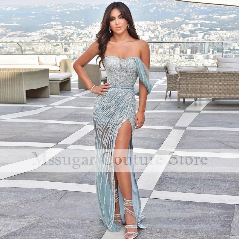 2021 Crystal Mermaid Evening Party Dresses Sweetheart Beading Prom Dress Custom Made Vestido De Festa