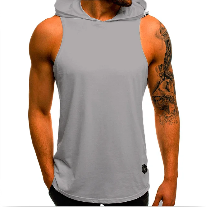 Men\'s Tank Tops Casual Sleeveless Hoodie Bodybuilding Workout Vest Muscle Fitness Shirts Male Jackets Top