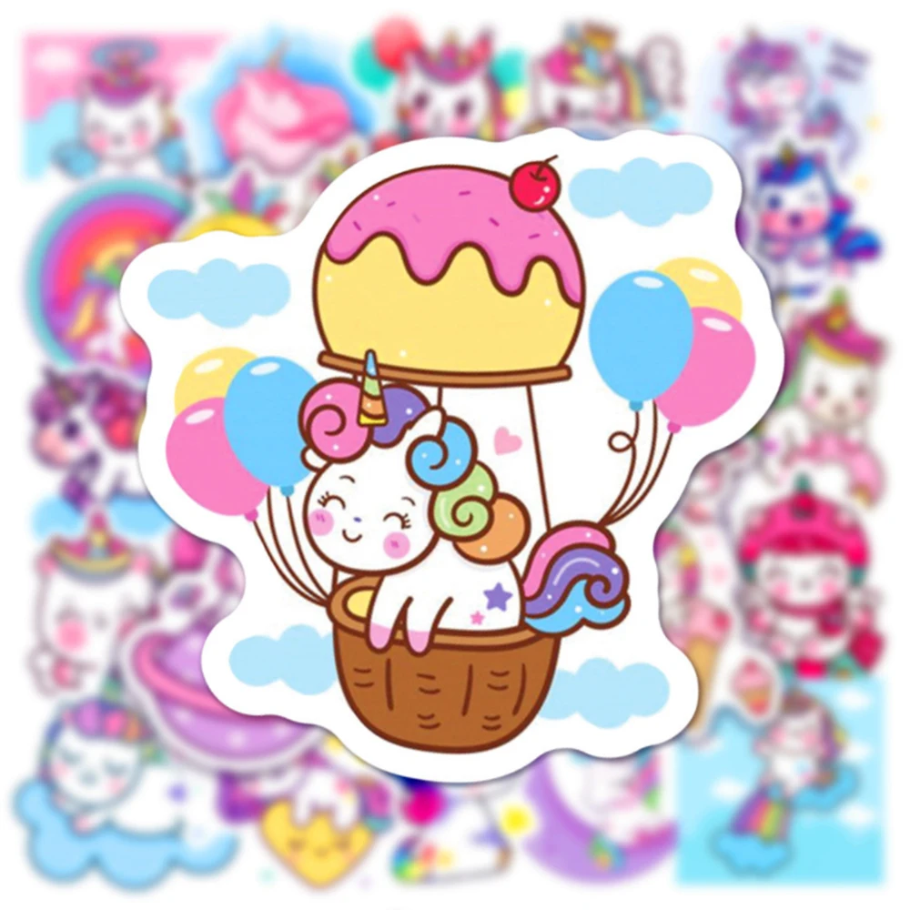 10/30/50/100pcs Kawaii Unicorn Cartoon Stickers For Guitar Laptop Luggage Phone Notebook PVC Waterproof Graffiti Decals Kids Toy