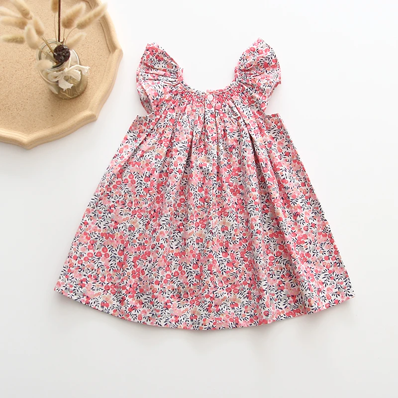 Baby Girls Dresses 2024 European & America Toddler Kids Girl Dress Brand Cotton Summer Linen Clothings Princess Girl Clothes