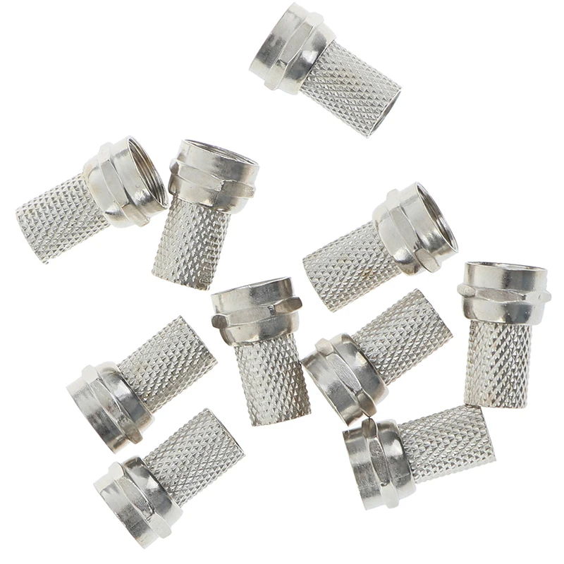 10 Pcs New Copper Twist On RG6 F Type Coaxial Cable Connector Plugs High Quality Connector For TV Satellite Antenna Coax Cable