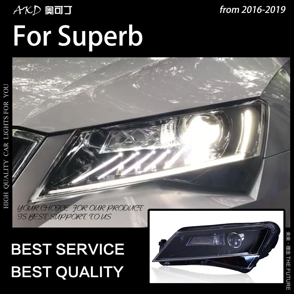 

AKD Car Styling Head Lamp for Superb Headlights 2016-2019 Superb LED Headlight DRL LED Projector Lens Auto Accessories