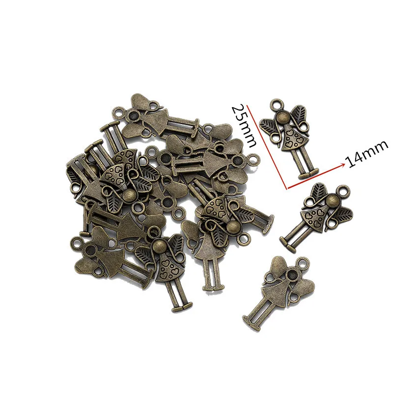 Free Shippin 30 pcs 25*14 mm antique silver color Alloy  Angel charms Pendant Jewelry Findings I202