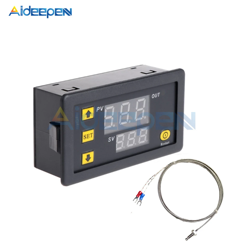 DC 5V 12V 24V 110V 220V AC Digital Temperature Controller -60~500 Degree K-type M6 Probe Thermocouple Sensor Embedded Thermostat