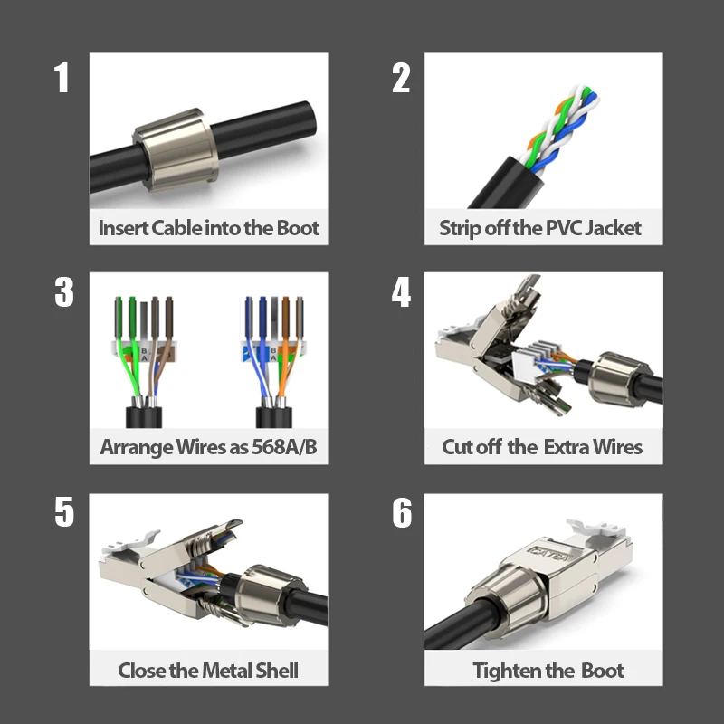 ZoeRax RJ45 Cat8 Cat7 Cat6A-Steckverbinder, werkzeuglose, wiederverwendbare Ethernet-Abschlussstecker, Internetstecker, schnelle Feldinstallation – Detail 8