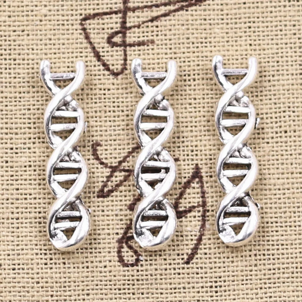 15pcs Charms Deoxyribonucleic Acid DNA 28x7x4mm Antique Silver Color Plated Pendant Making DIY Handmade Tibetan Finding Jewelry