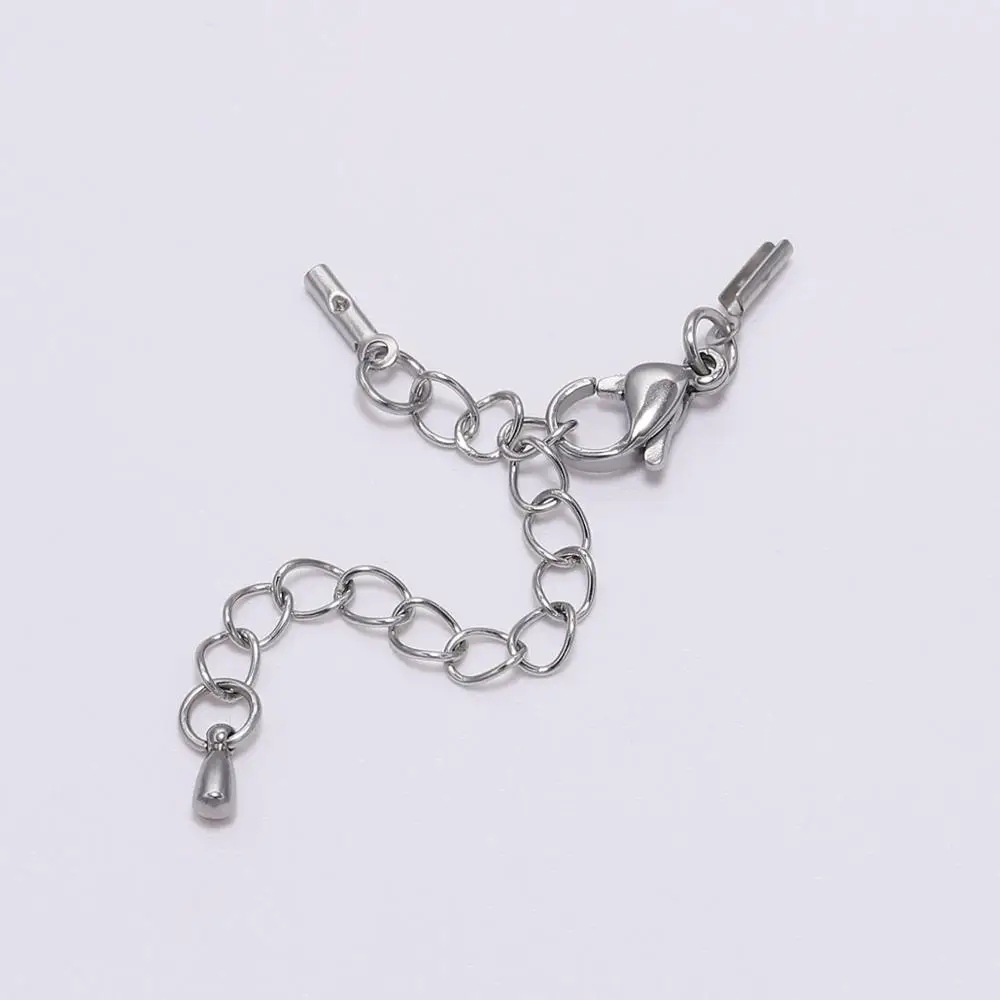 5 sztuk/partia Fit 1-5mm skórzany przewód klipsy ze stali nierdzewnej łańcuszek przedłużający zapięcie karabińczykowe złącze dla DIY tworzenia biżuterii bransoletka — zdjęcie 4