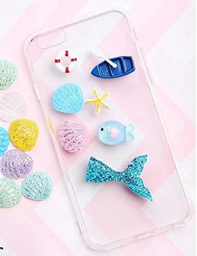 30/50Pcs Ocean Marine Meerjungfrau Fisch Harz Flatback Planaren DIY Handwerk Verzierungen Liefert Kunst Haar Telefon Zubehör Material