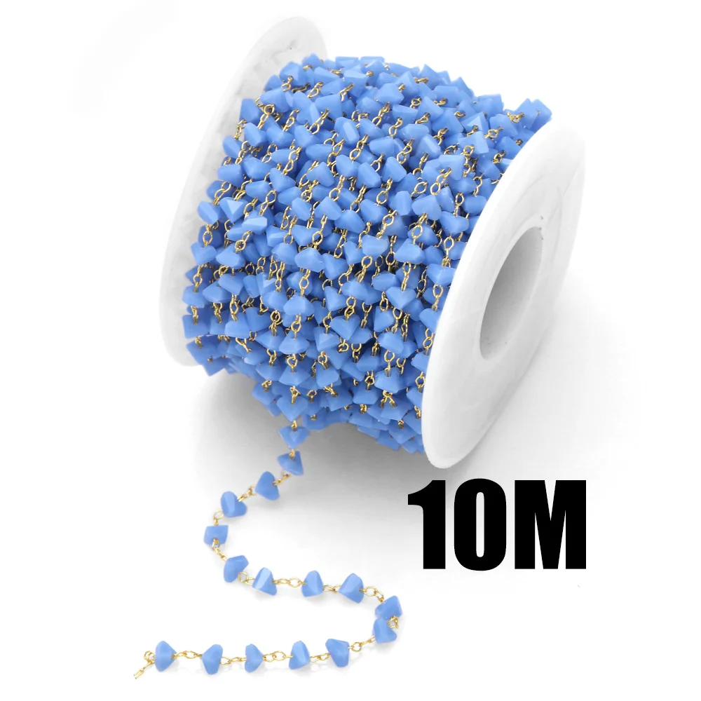 OCESRIO Trendy 10M Handmade Elegant Blue Ctystal Chain for DIY Jewelry Gold Plated Copper New Design Jewelry finding cana031