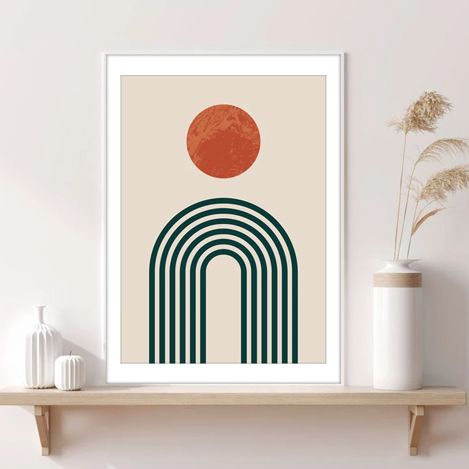 

Abstract Sun Rainbow Line Boho Posters Canvas Painting Wall Art Print Pictures for Bedroom Living Room Interior Home Decoration