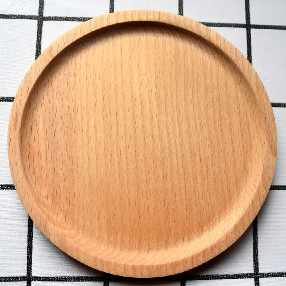 14cm Snack Plate Small Round Wooden Cake Fruits Dish Wood Sushi Board Wooden Tray  Personalized Tableware Customized Logo