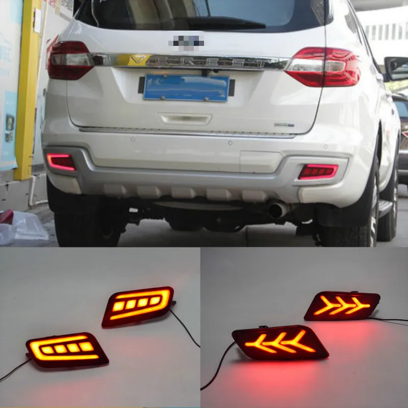 2PCS LED Rear Fog Lamp For Ford Everest 2016 2017 2018 Car LED Bumper Light Brake Light Turn Signal Indicator Reflector