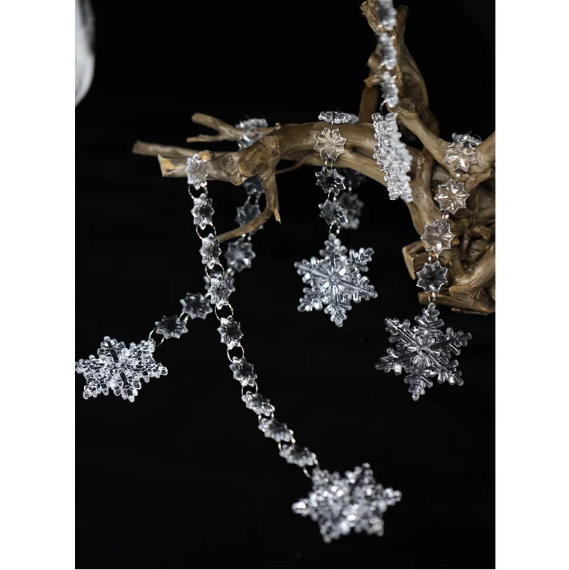 1PCS Transparent Acrylic Snowflake Pendant Bead Curtain Christmas New Year Decoration Home Wedding Stage Decorative Curtain