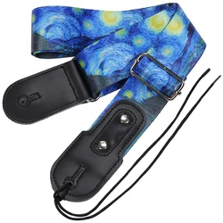 Guitar Strap Widen Thicken Folk-Custom Eletric Acoustic Guitarra Ukulele Bass Accessories Parts Blue The Starry Night