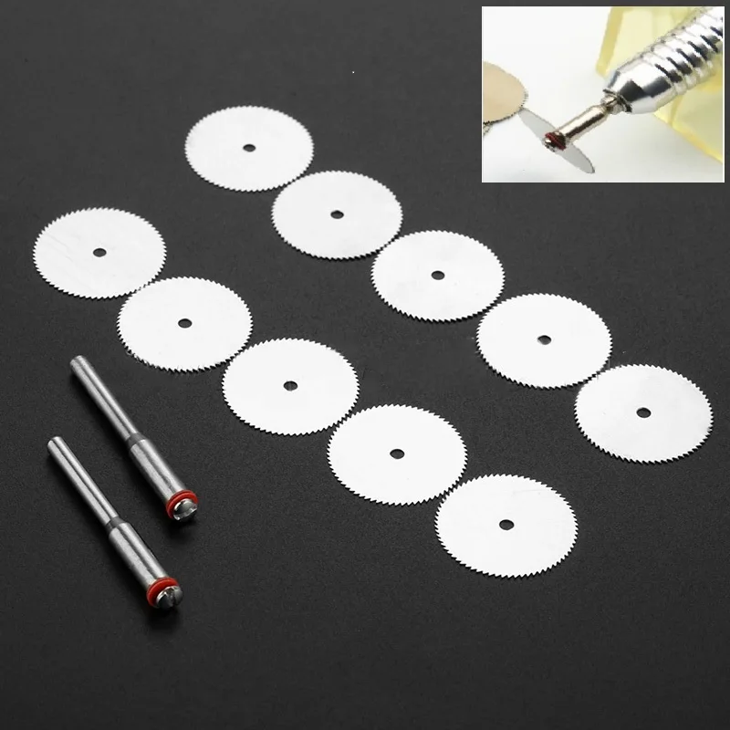12 Chiếc 22Mm Lưỡi Dao Gỗ Nhựa Nhôm Xoay Đĩa Cắt Với Mandrel Dụng Cụ Làm Rau Cau