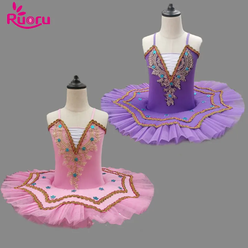 Ruoru Professional Ballet Tutu Adult Girls Ballet Dress Skirt Ballerina Dress Kids Pink Purple Color Pancake Tutu Party Vestido