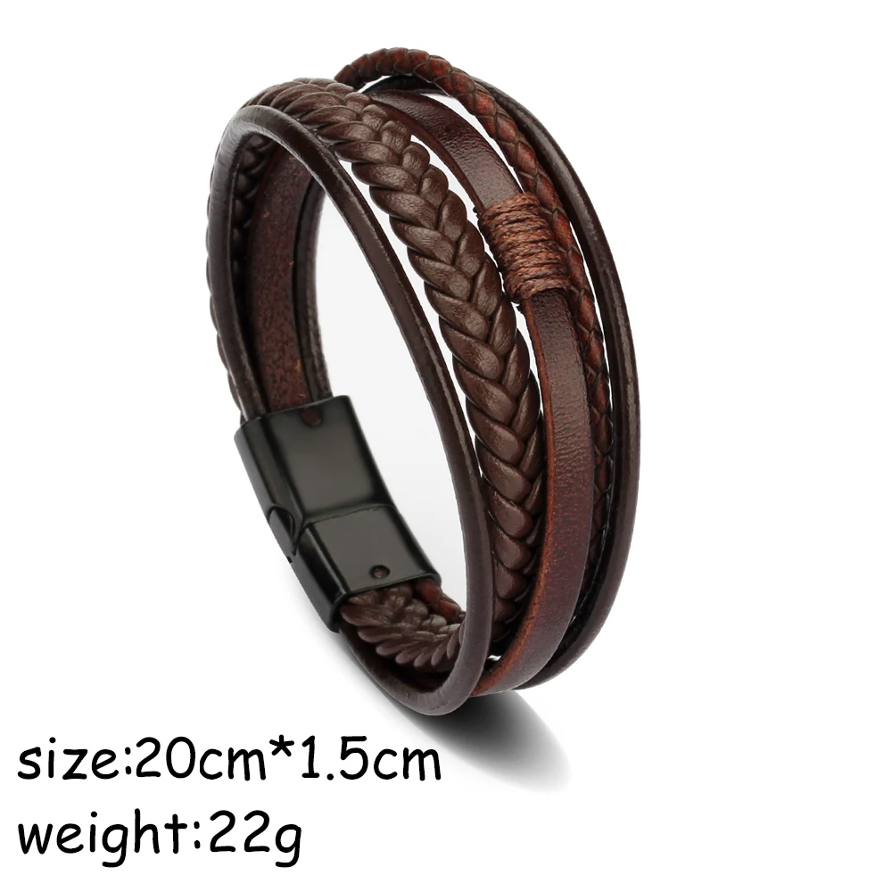 ZG Braided Leather Bracelets for Men in Black and Brown Color Armband Heren with Magnetic Elegent Bangle Male Cool Bracelet