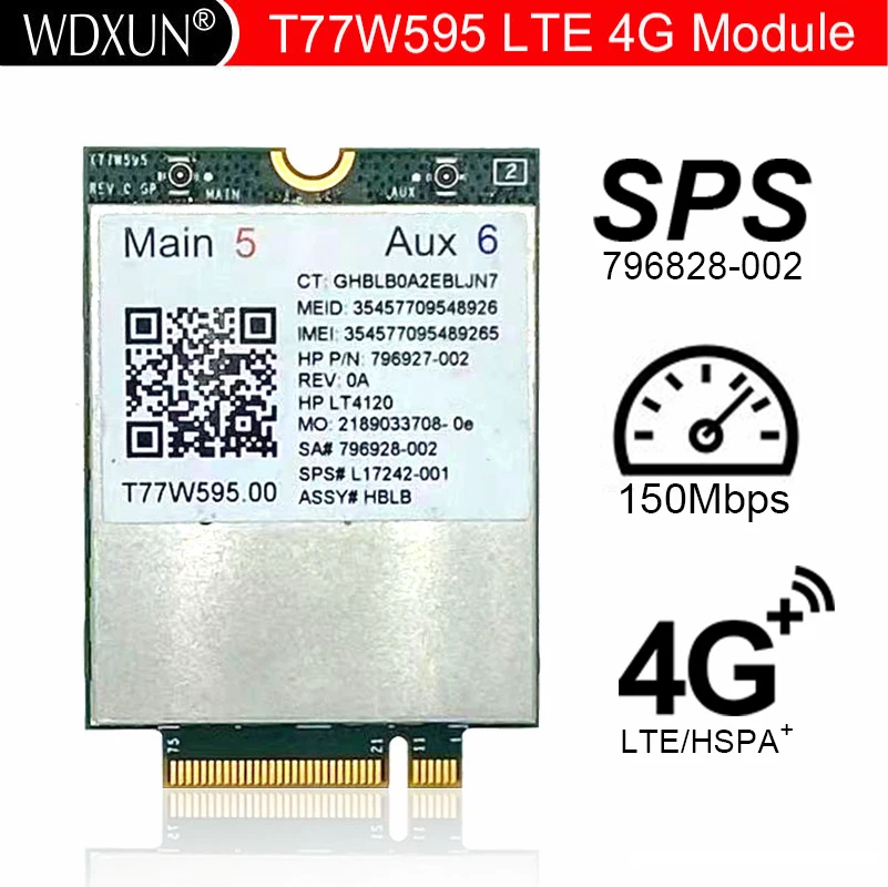 Foxconn T77W595 HP LT4120 796928-001 4G WWAN CARD M.2 150Mbps LTE Module For HP Elite x2 840 850 G3 640 650 645 G2