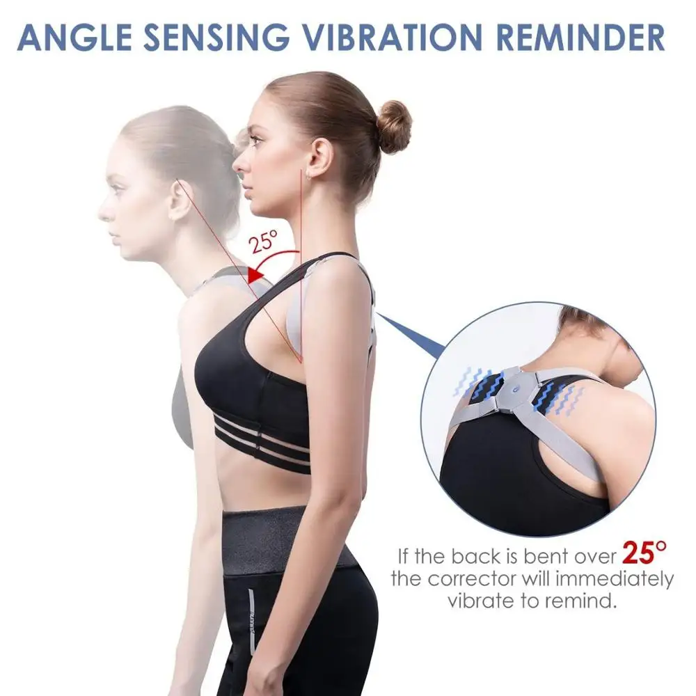 Smart Posture Corrector With Intelligent Sensor Vibration Reminder Adjustable Back Brace Support Posture Trainer Corrector