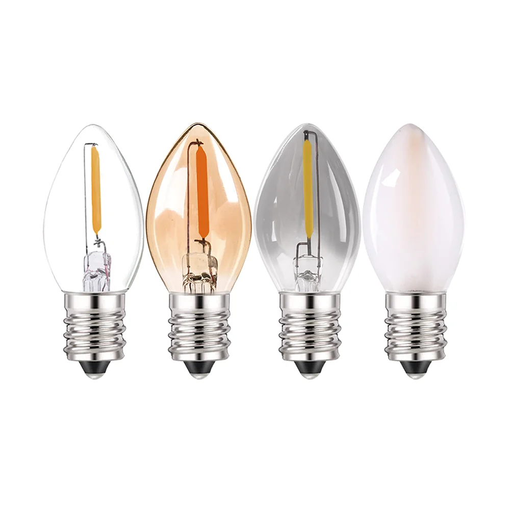 C7 LED Filament Candelabra Bulb 0.5W 110V 220V Vintage Edison Candle Bulb E12 E14 LED Bulbs 2200K 4000K Smoke Mini Home Lighting