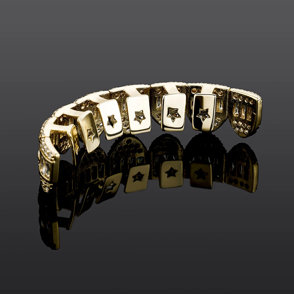 Baguette Set Teeth Grillz, Top & Bottom, Unisex