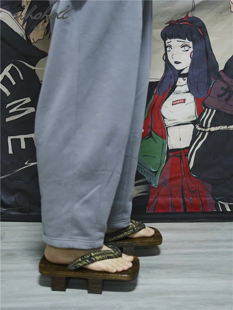 Sandal Pria Musim Panas Sandal Jepit Kayu Geta Jepang Sandal Rumah Sepatu Cosplay Samurai Anime Sandal Platform Bawah Tebal