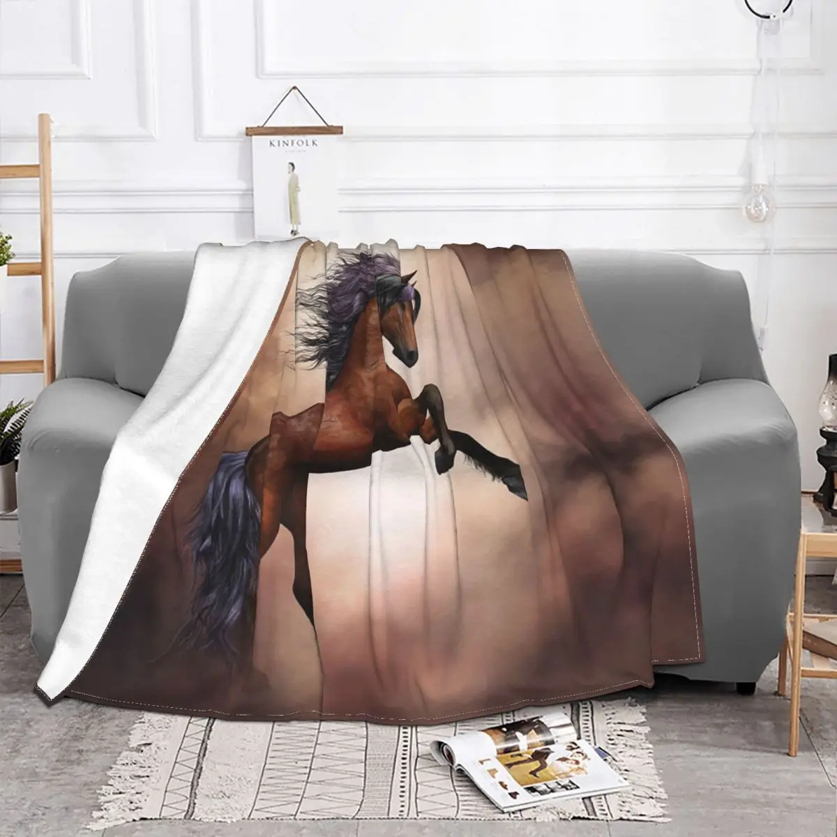 Beautiful Brown Horse Blankets Galloping Animal Lovers Wool Funny Soft Throw Blanket for Bedspread All Season