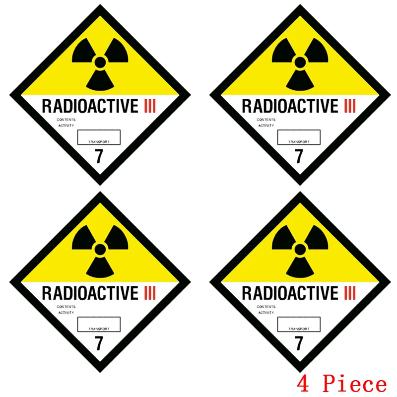 Warning Radioactive Reflective Car Stickers 1 To 8 Radiation Protection Stickers Vinyl PVC Motorcycle Decal Waterproof Sunscreen