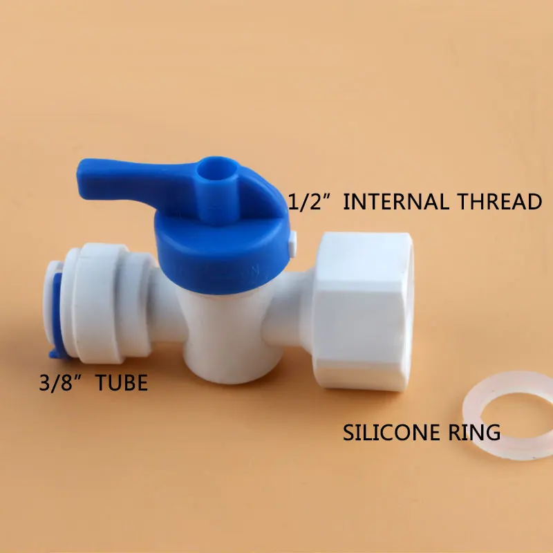 1/2 "внутренняя резьба до 3/8" Труба прямой соединитель шаровой клапан женский шарнир Аквариум RO фильтр для воды система обратного осмоса