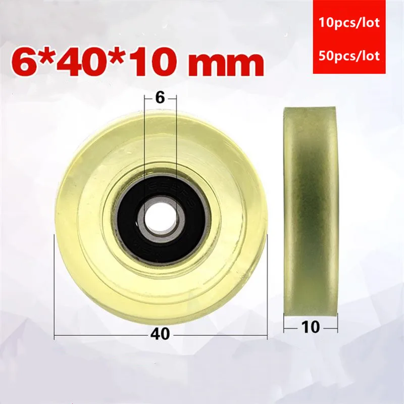 Guia Silencioso Roda da Correia Transportadora Poliuretano Plutônio 626 626rs Roller Bearing Polia de Fricção 6x40x10 10 Peças 50 Peças 6*40*10 mm