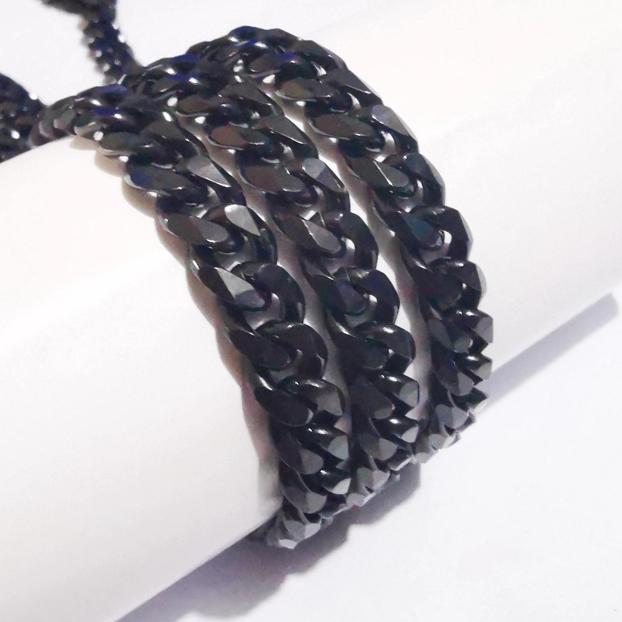 3meter lot wholesale stainless steel black 8mm curb Link chain jewelry finding chain marking DIY NECKLACE bags accessories