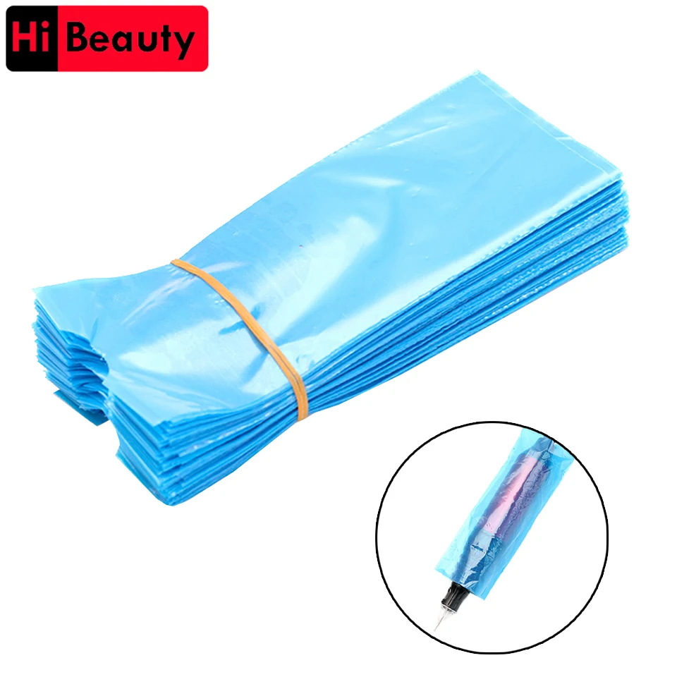 

200pcs/bag Disposable Tattoo Pen Covers Sleeve Caps Bags For Tattoo Machine Clip Cord Pen Cap PE Plastic Tattoo Accessories