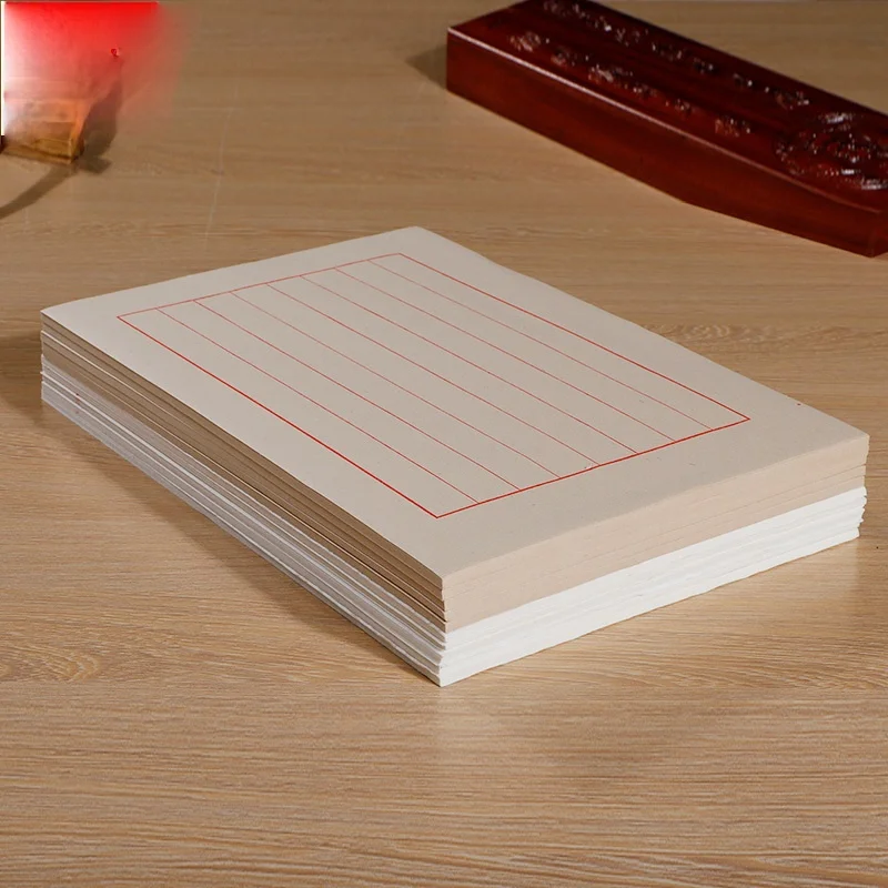 80sheets Chinese Soft Hard Pen Calligraphy Xuan Paper with Grids 28*18cm Ripe Rice Paper Chinese Tradtional Letter Paper