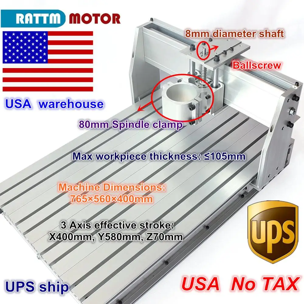 From USA /free shipping 6040 CNC Router Engraver Engraving Milling Machine frame Kit Screw 80mm Aluminum Clamp for DIY user