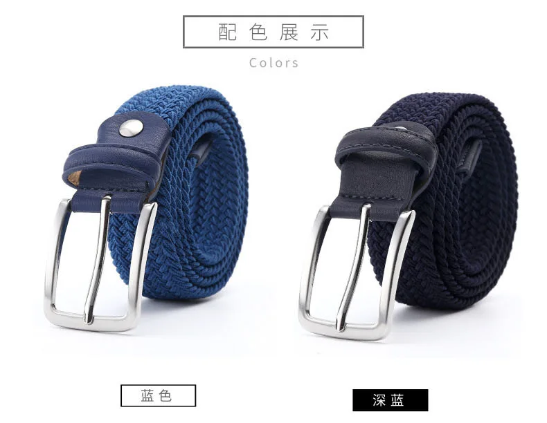 2020 neue Design Männer Gürtel Elastische Gewebe 3,3 CM Breite Blau Schwarz Braun Luxus Geschenk Mädchen Passenden Jeans Zubehör 90CM-135CM – Detail 2