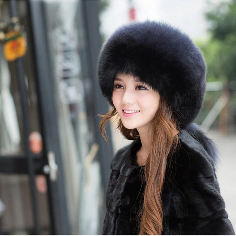 2020 Hot Selling Female  Natural Fox Fur Hat Winter Fashion Rex Rabbit Fur Princess Fur Hat Ms. Genuine  Fox Fur Mongolian Hat