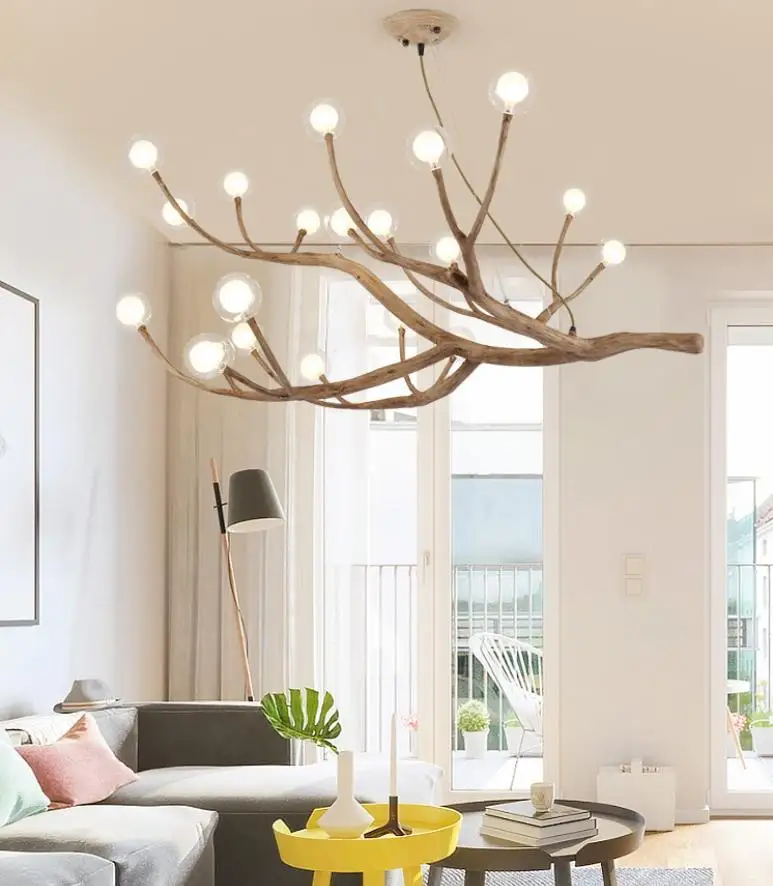 

Nordic creative glass bubble chandelier living room post-modern personality wrought iron lighting resin