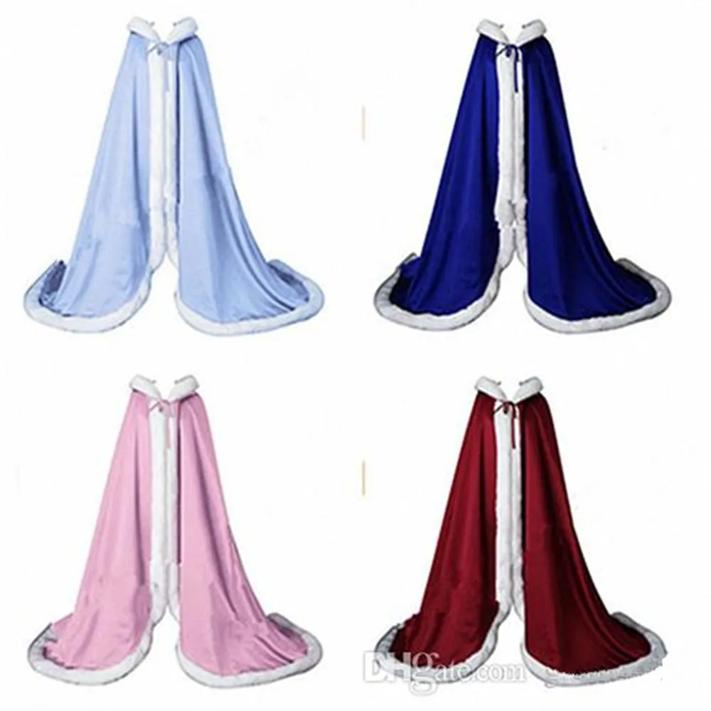 Winter Cloaks Bridal Shawls Jackets Cape Faux Fur Christmas Cloaks Hooded Perfect Wedding Wraps Abaya Wedding Dresses