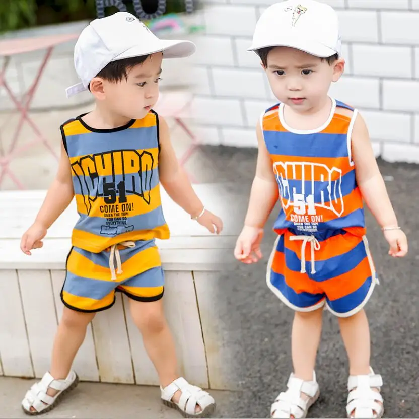 

baby boys clothes sets summer short sleeve t shirt+shorts 2pcs/set toddler costuming infant active sleeveless vest sport pants