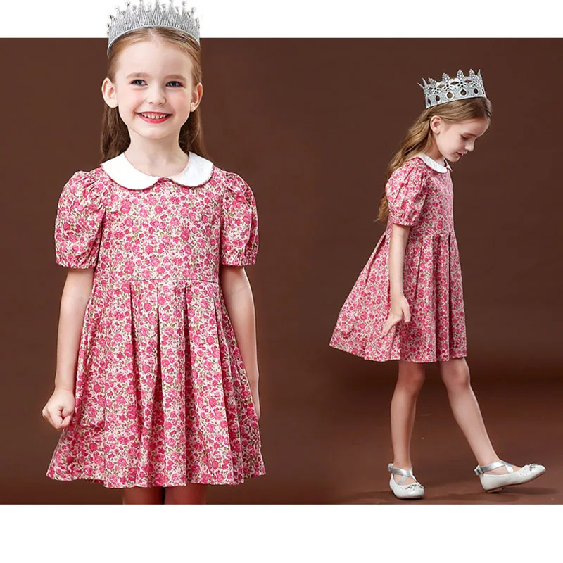 

2021 Summer Girls Dress Kids Short Sleeve Casual Flower Children Clothing Princess Dresses Toddler Girl Wear Party Vestidos A379