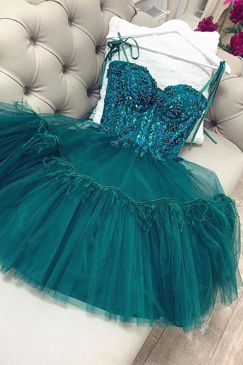 Verde scuro Da Cocktail Vestiti Da Partito 2020 Nuovo di Lunghezza Del Ginocchio Della Cinghia di Spaghetti Che Borda Illusion Top Prom Dress коктейльные платья