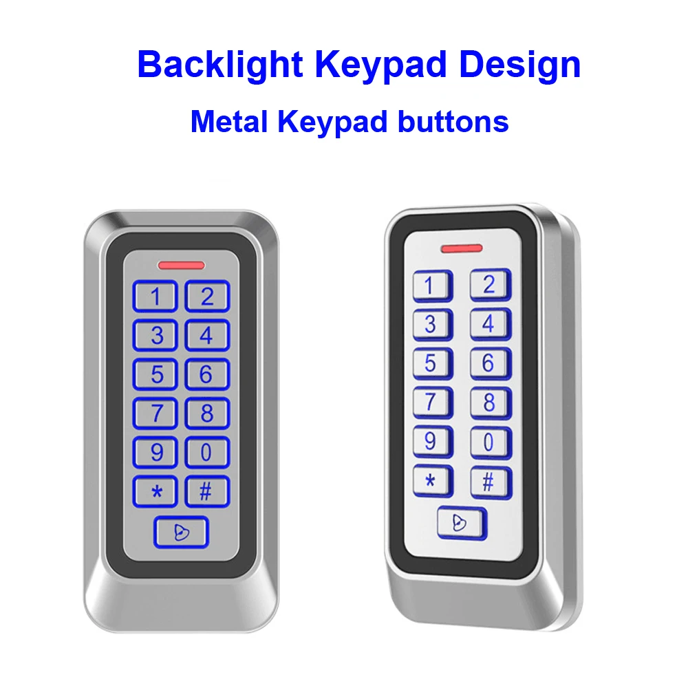 Backlight RFID Metal Door Access Control Reader 1000 User 125KHz EM Card Keypad IP67 Waterproof Code Door Lock